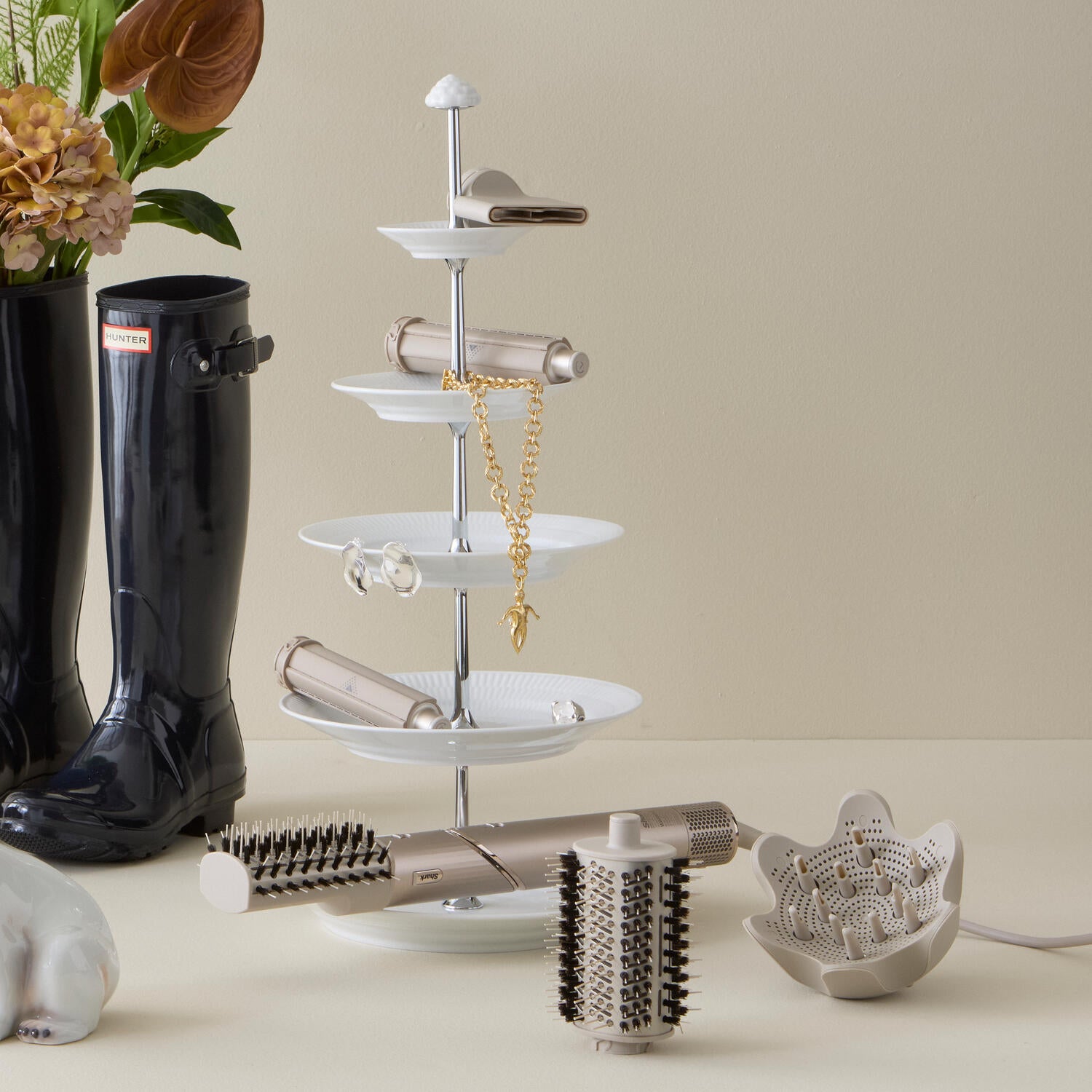 Hvid Riflet etagere - 5 Lag